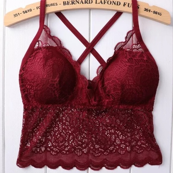 Other - NEW!!! Wine Lace Floral Bralette Lace 34A